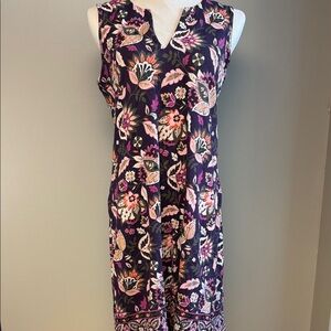 Lands’ End 100% Cotton Floral Midi Dress • Size S • EUC